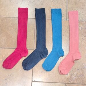 Condor girl socks. Set of 4. Red. navy, blue and peach. Size 8.